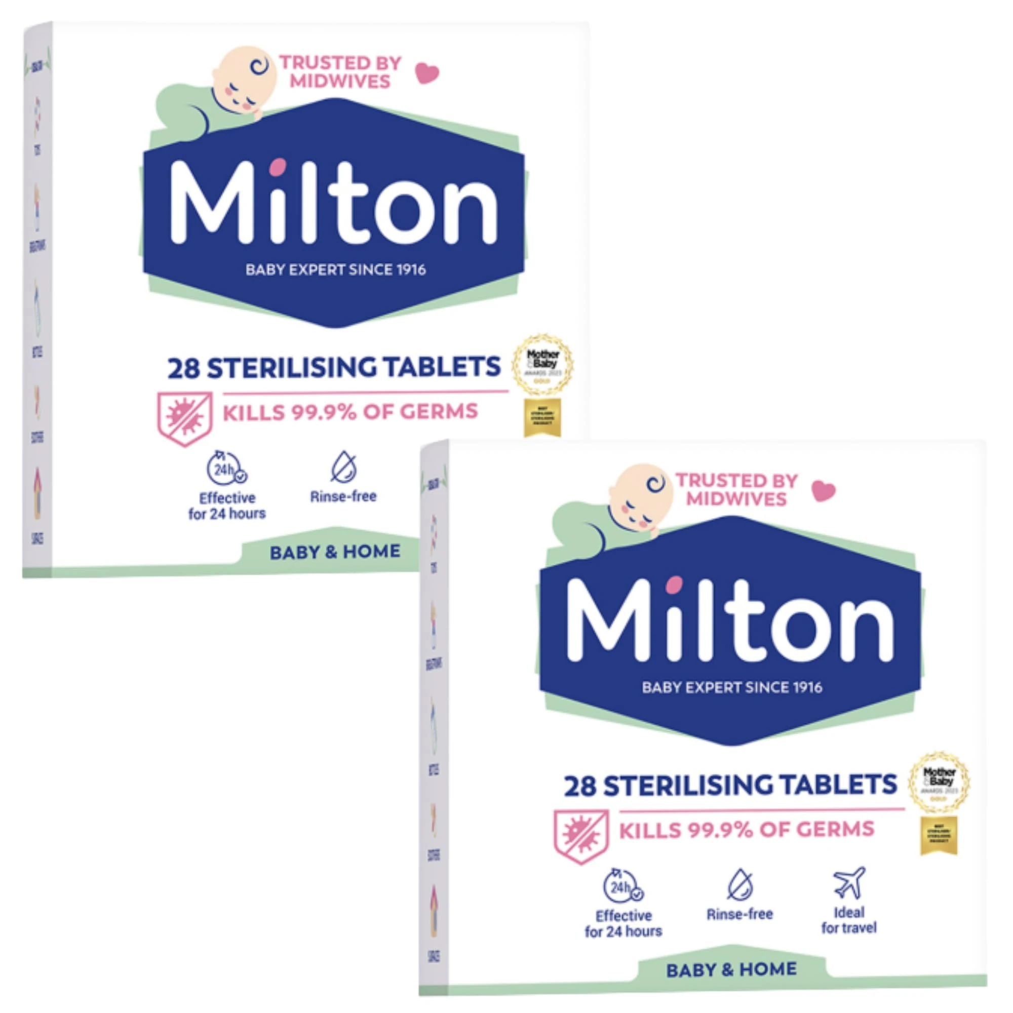 Milton Sterilising Tablets – 2 Pack (56 Tablets Total) | Cold Water Baby Bottle Steriliser | Kills 99.9% of Germs | Fast & Easy | Travel-Friendly | Trusted UK Brand