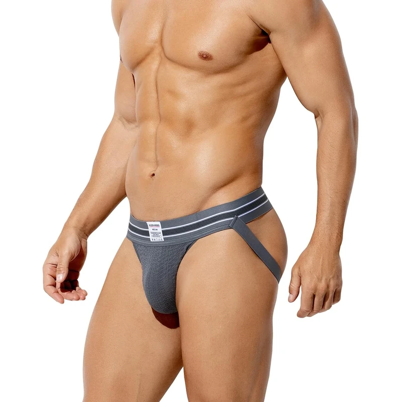 Arjen Kroos Men's Jock Strap Briefs Low Rise Jockstraps Athletic Supporter Sports Underwear Grey-M