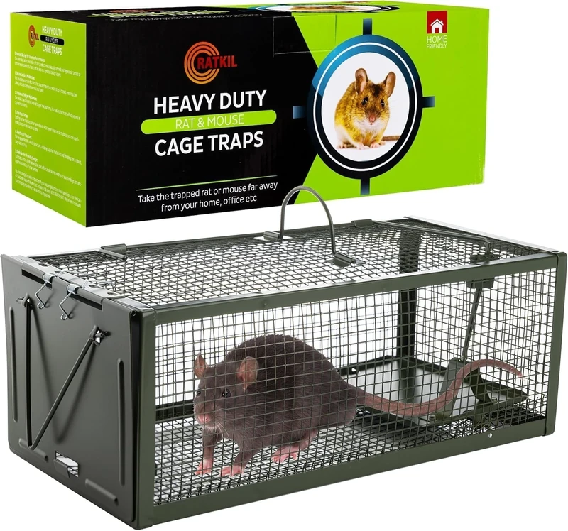 Ratkil Live Rat Cage Trap - UPGRADED Large Humane Mouse Traps & Rat Traps for All Weather - Home & Animal Friendly Control - Reusable Heavy Duty Solution for Rat, Mouse, Squirrel, Rodent Infestations