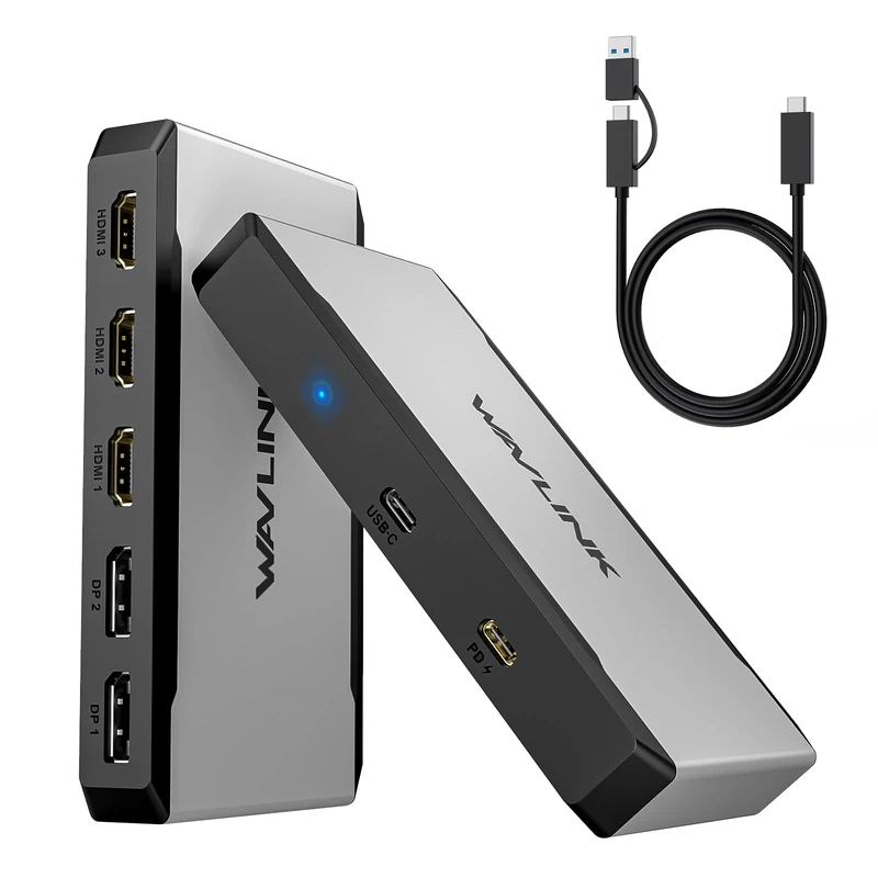 WAVLINK 3 Monitor Docking Station, Triple Monitor Adapter for M1/M2/M3/M4 macOS Systems. Type-C&A hosts, 100W PD IN, 3 HDMI 2 DP Available, Triple 4K@60Hz, SMI Driver & Host USB3.2 Gen 2 Required