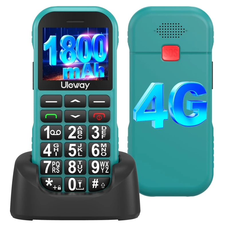 CHAKEYAKE 4G Senior Mobile Phone without Contract with Large Buttons, 1800 mAh Long Standby Retirees Seniors Mobile Phone Large Button Mobile Phone with USB-C, SOS Function, Torch, Charging Station