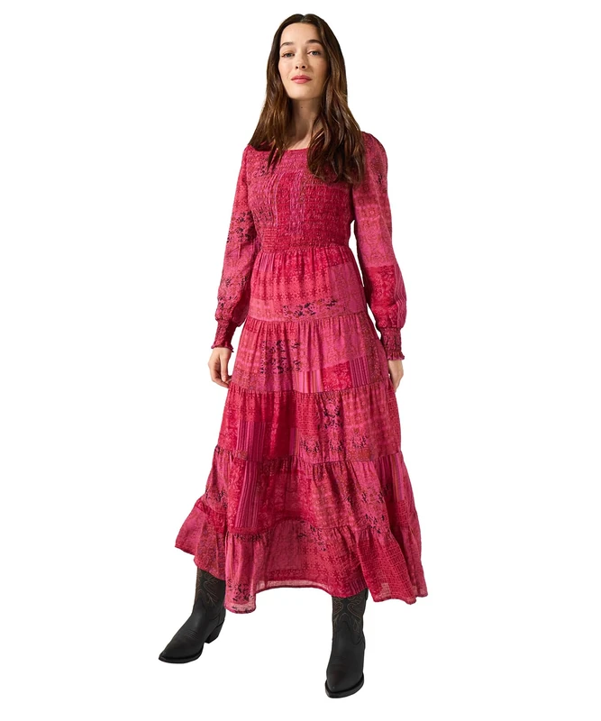 Joe Browns Women's Boho Patchwork Midi Dress, Regular, Pink, UK 16