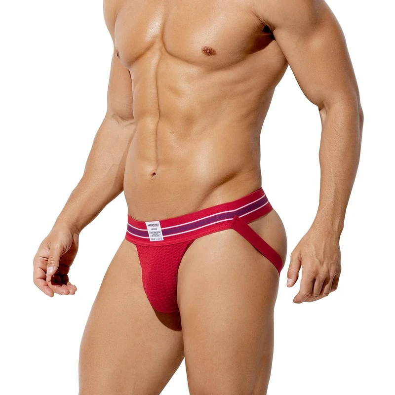 Arjen Kroos Men's Jock Strap Briefs Low Rise Jockstraps Athletic Supporter Sports Underwear Red-M
