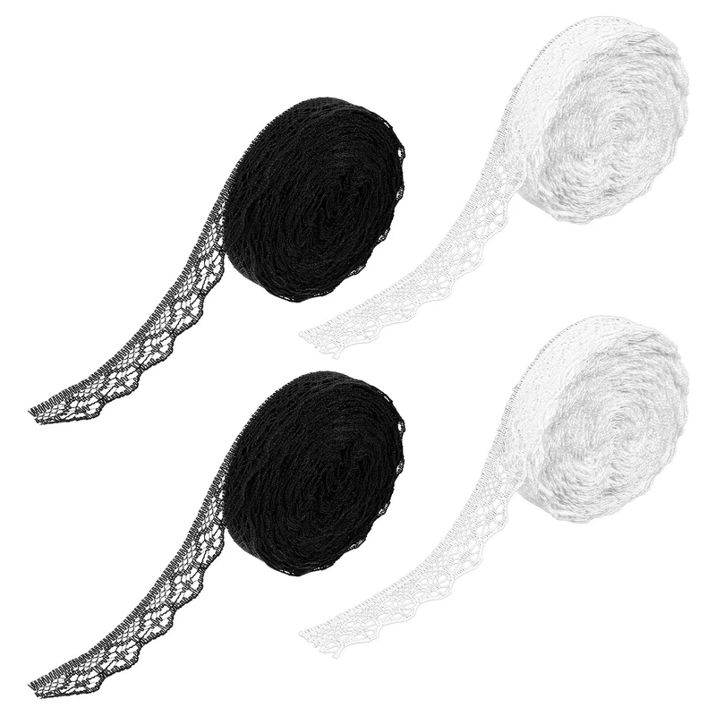 Wanmu 11 Yards Lace Trim Ribbon, 0.6 Inch Wide Vintage Lace Ribbons, Sewing Ribbon for Gift Wrapping, Dress Decoration, Wedding Decoration (White/Black)