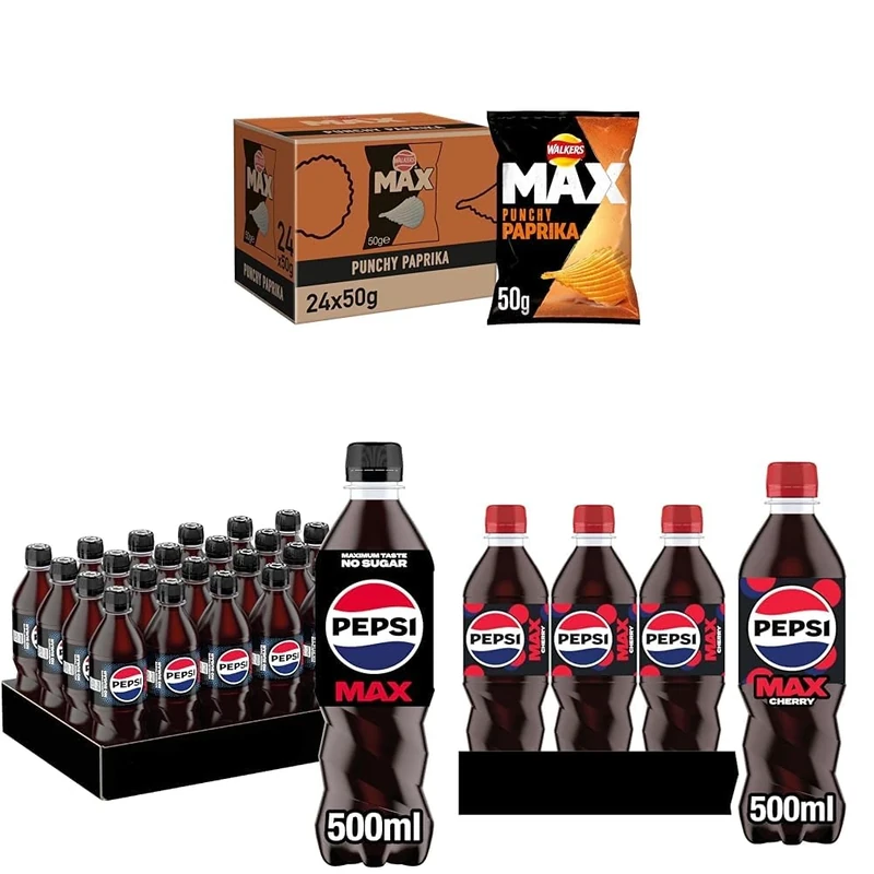 Walkers Max Paprika Crisps, 50 g, Pack of 24