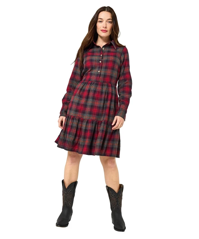 Joe Browns Women's Francesca Style Boho Check Mini Dress, Grey, 10 - Image 1