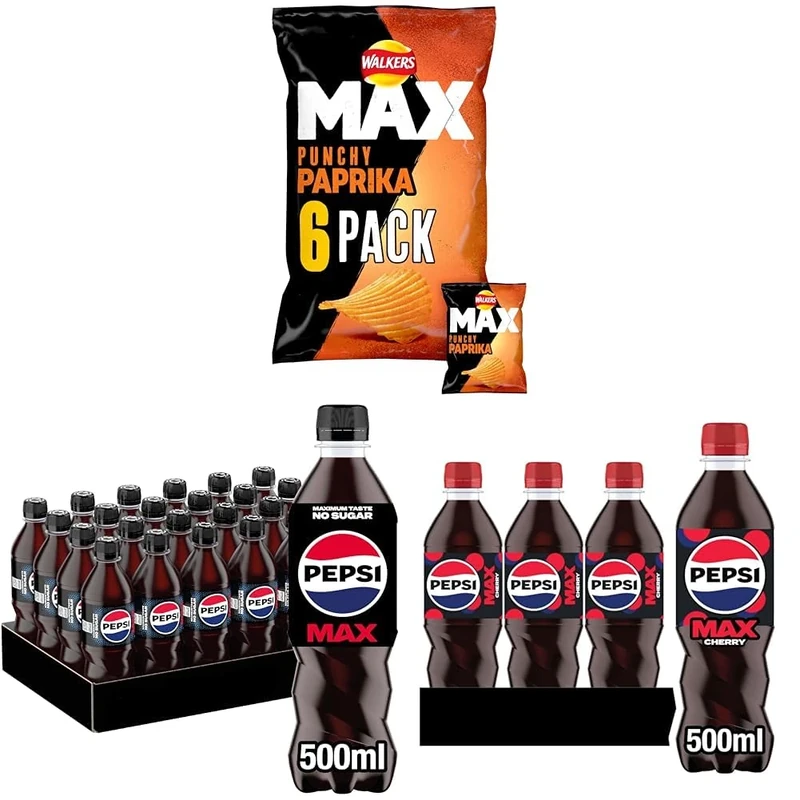 Walkers Max Punchy Paprika Multipack Ridged Crisps 6x27g