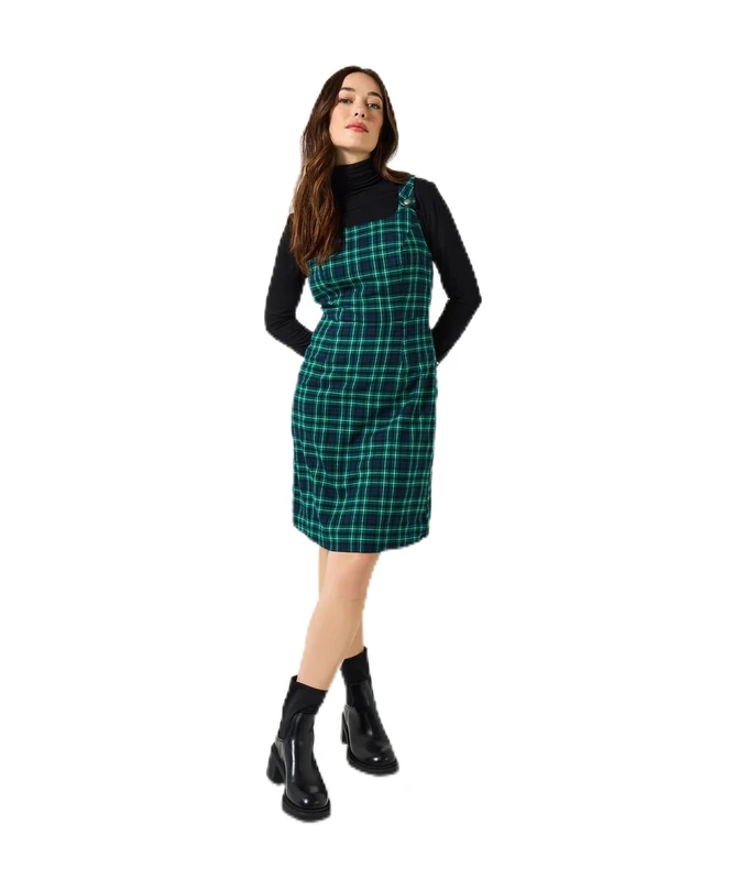 Joe Browns Women's Tartan Check Pinafore Mini Dress, Regular, Green, UK 12 - Image 1