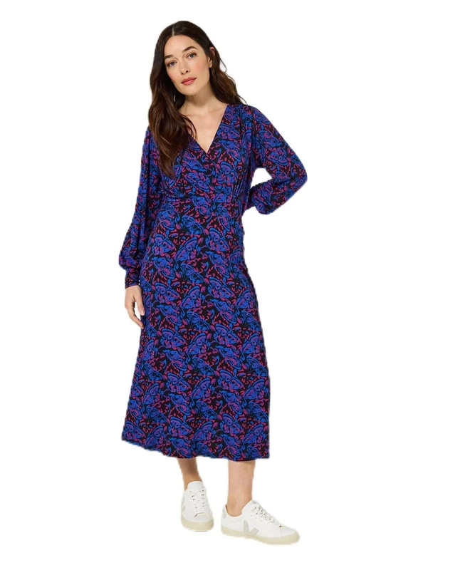 Joe Browns Women's Butterfly Print Jersey Midi Dress, Regular, Black, UK 12