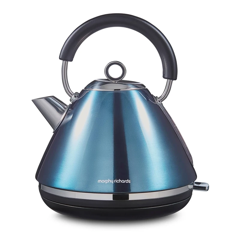 Morphy Richards Accents Pyramid Kettle, 1.5L, 3KW Rapid Boil, 360 Base, Removable Limescale Filter, Easy View Window, Ring Pull, Blue, 102049