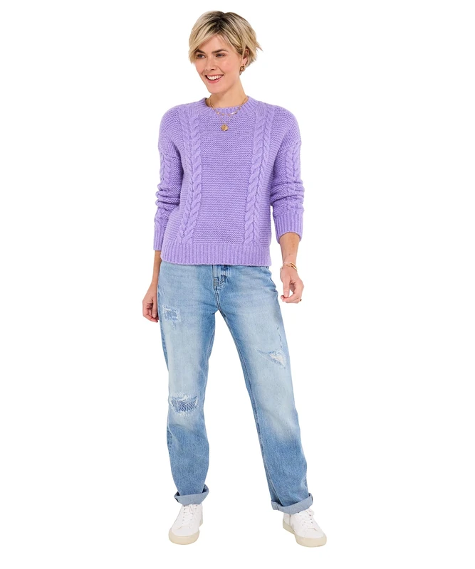 Joe Browns Women's Soft Lilac Cable Detail Jumper Sweater, 18