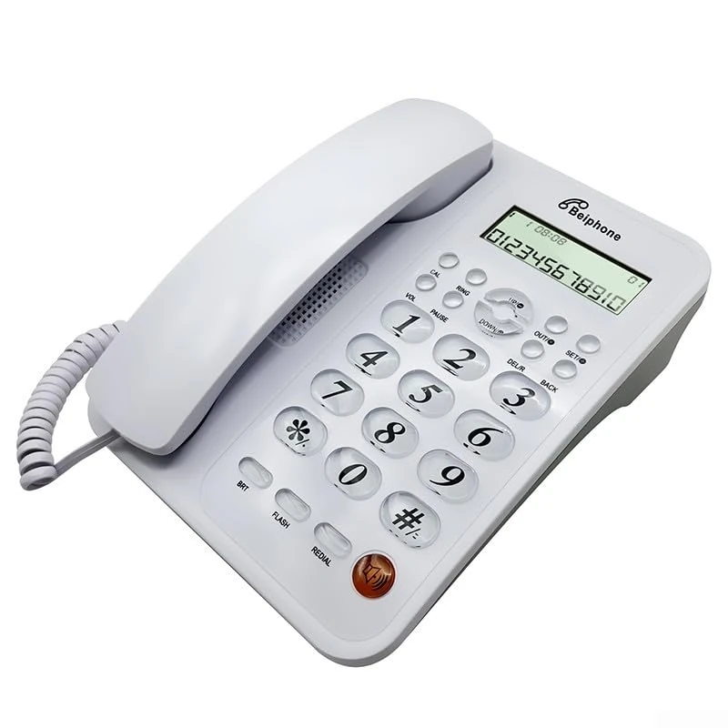 Digital Corded Landline Phone with Answering Machine Call Waiting System LCD Display Caller ID Memory Speakerphone for Home Office(white)