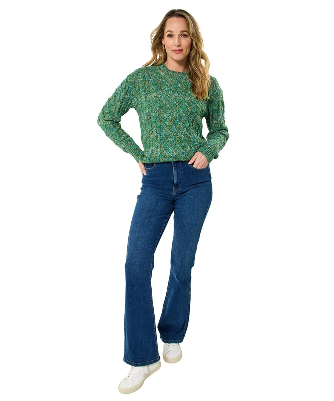 Joe Browns Women's Green Wool Blend Cable Jumper Sweater, 14