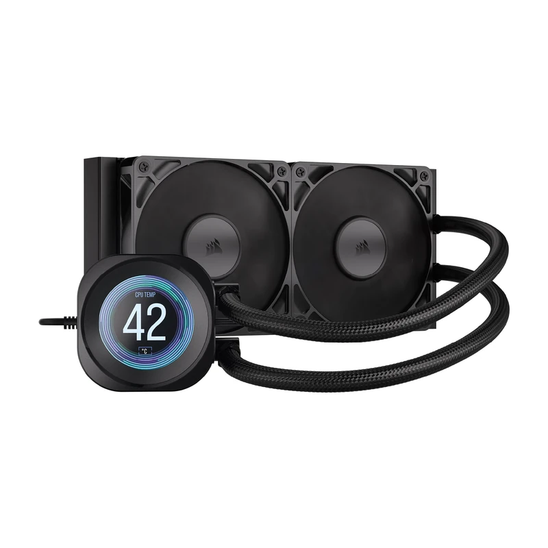 Corsair NAUTILUS 240 RS LCD Liquid CPU Cooler – 2.1" IPS LCD Screen, 240mm AIO, Low-Noise, Daisy-Chain, Intel LGA 1851/1700, AMD AM5/AM4 – 2x RS120 Fans Included – Black