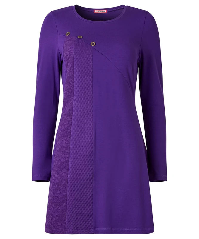 Joe Browns Women's Long Sleeve Textured Tunic, Regular, Purple, UK 18