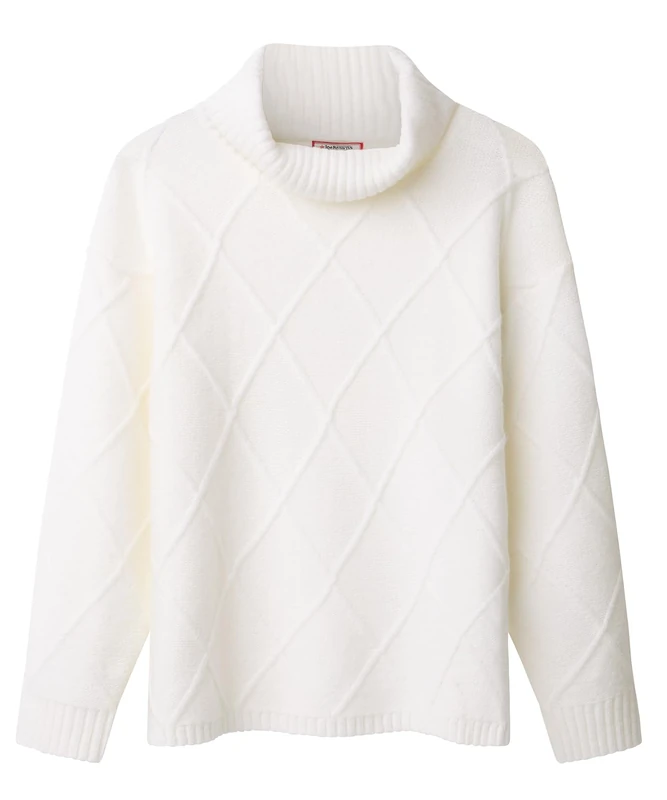 Joe Browns Women's Classic Purple Roll Neck Diamond Knit Jumper, Oversized, Purple, UK 10