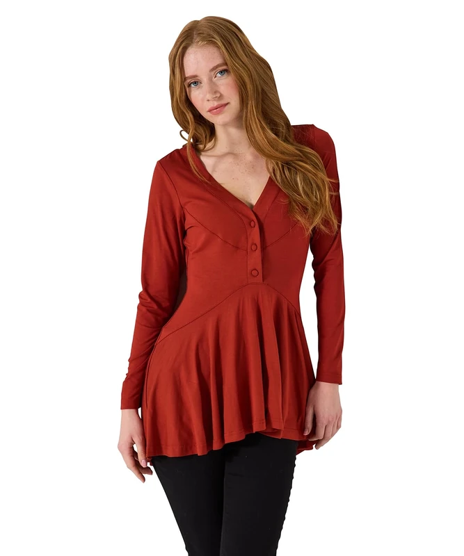 Joe Browns Women's High Low Button Front Tunic Top Shirt, Burnt Orange, 10