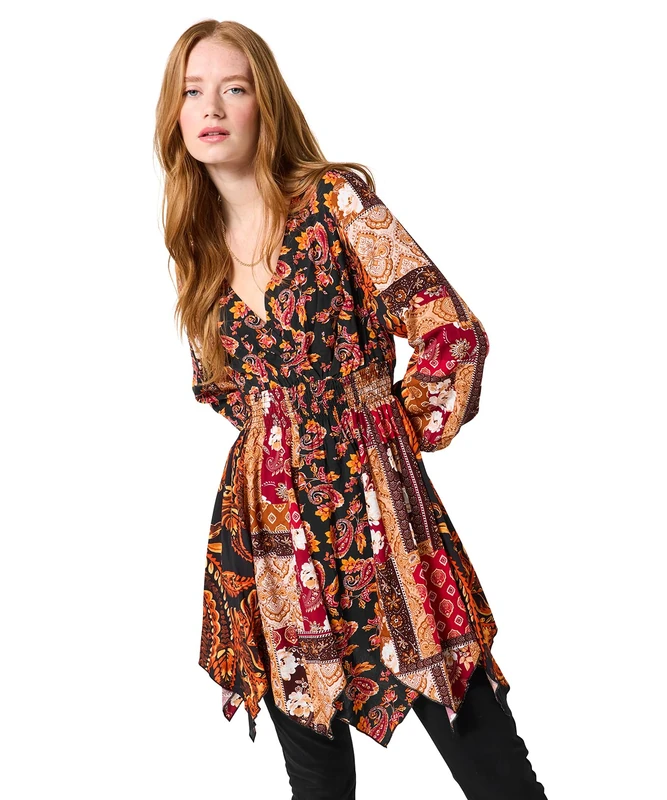 Joe Browns Women's Autumn Leaves Tunic Dress, Regular, Orange, UK 8