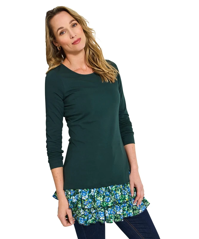 Joe Browns Women's Long Sleeve Autumn Cosy Tunic Top Shirt, Green, 16