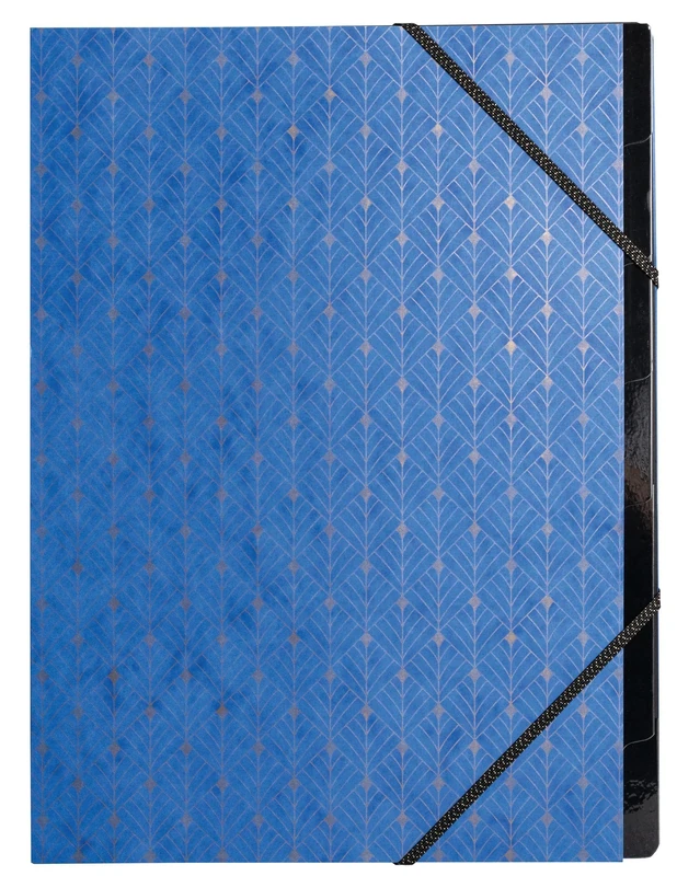 Exacompta - Ref 56350E - Box of 8 HARMONIKA Neo Deco File Boxes - with Elastic Bands - Card Cover 400g/m2 - recylcated Card Inside - 7 compartments - Size 24 x 32 cm - for A4 - Assorted