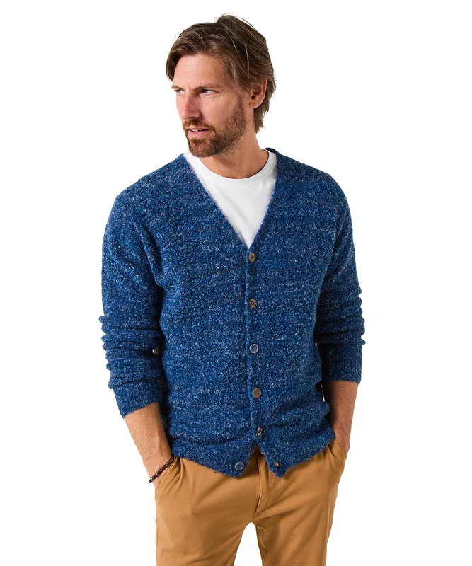 Joe Browns Men's Contrast Button Supersoft V-Neck Cardigan Sweater, Blue, XXL