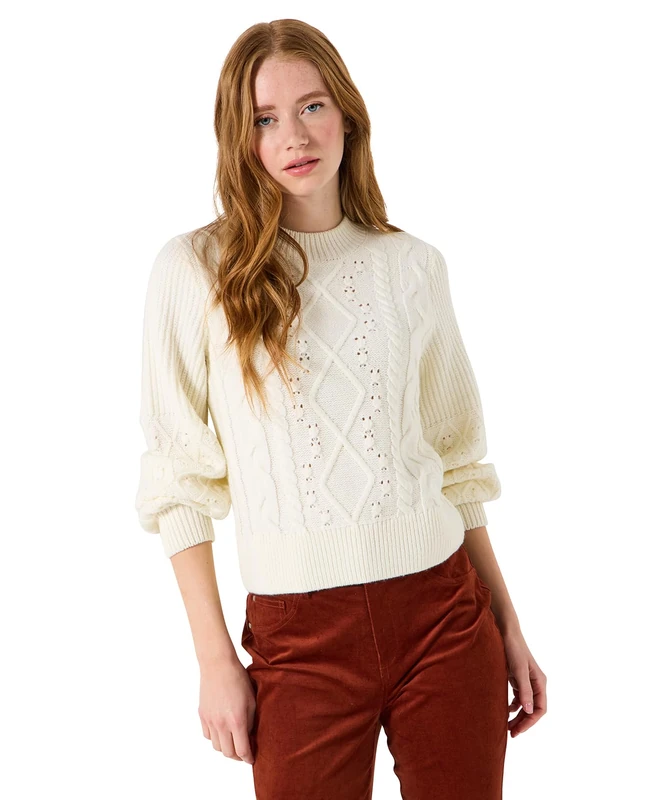 Joe Browns Women's Cream Knit Cable Detail Jumper Sweater, 16