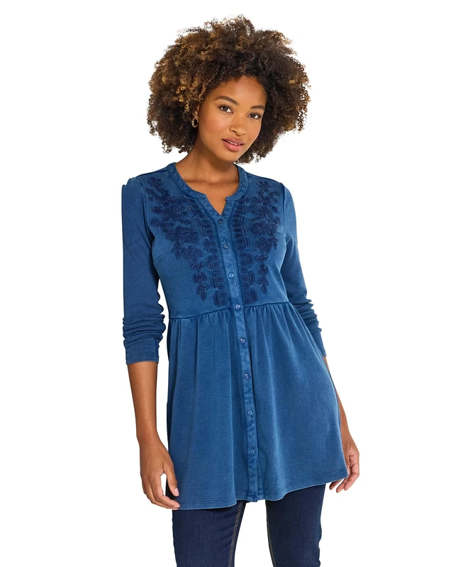 Joe Browns Women's Pink Jersey Sweat Tunic Top, Relaxed, Blue, UK 16