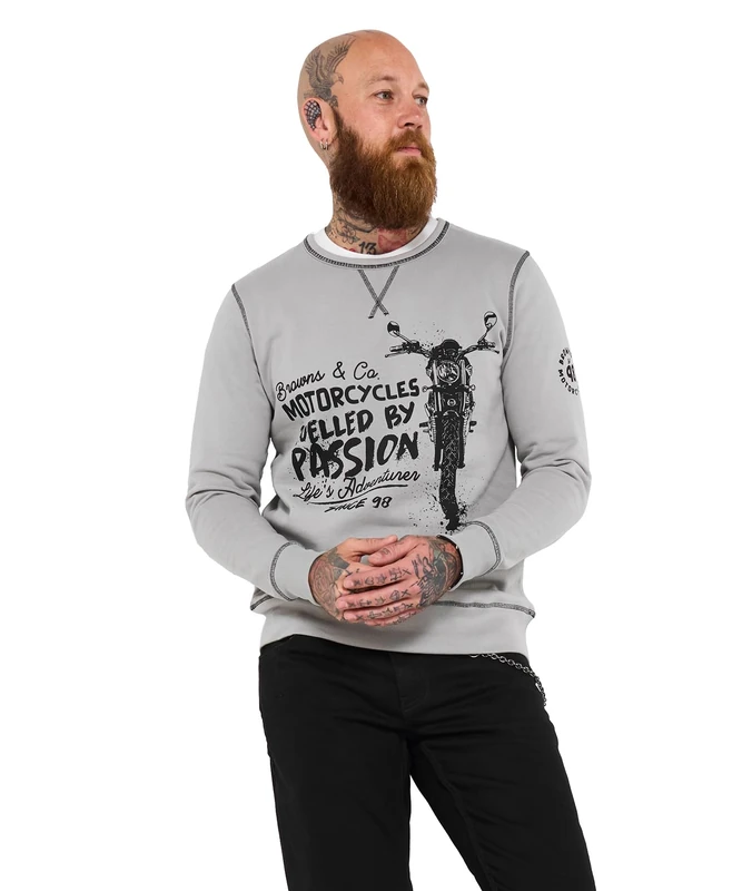 Joe Browns Male Aztec Trim Long Sleeve Crew Neck Sweatshirt, Regular, Grey, UK XXL