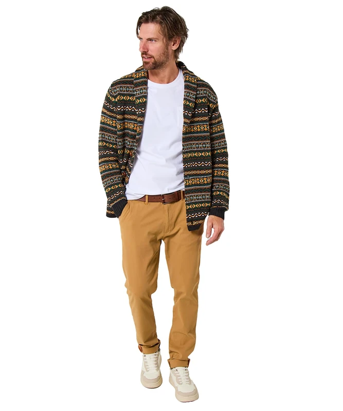 Joe Browns Men's Winter Fairisle Shawl Cardigan, Regular, Green, UK XL