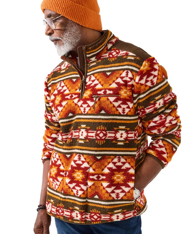 Joe Browns Men's Fleece Funnel Neck top Henley Shirt, Orange, M