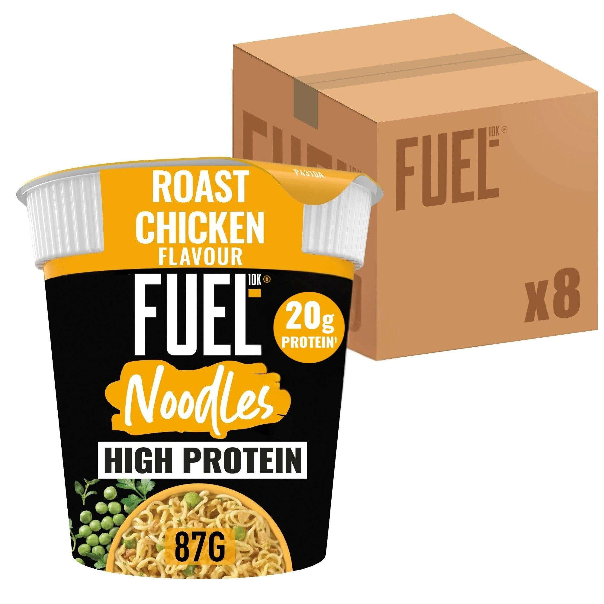 FUEL10K Roast Chicken High Protein Instant Noodles Snack Pot 87 g (Pack of 8)