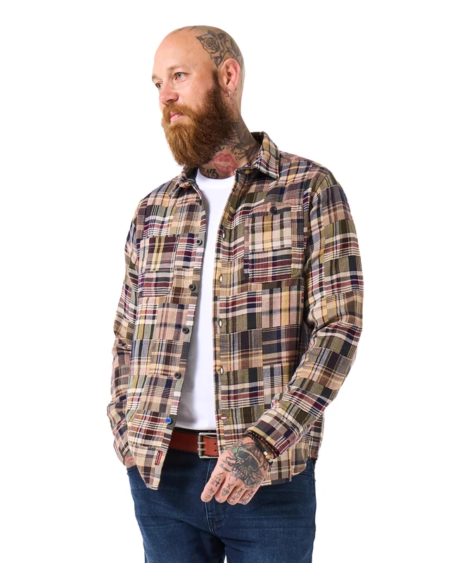 Joe Browns Men's Check Long Sleeve Shirt, Purple, XL