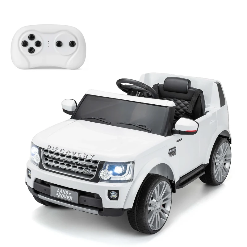 Xootz Land Rover Discovery 12V Electric Ride-On, Kids Ride-On Car, Built in Radio, MP3 Player and AUX input, Foot Pedal and Gears, White