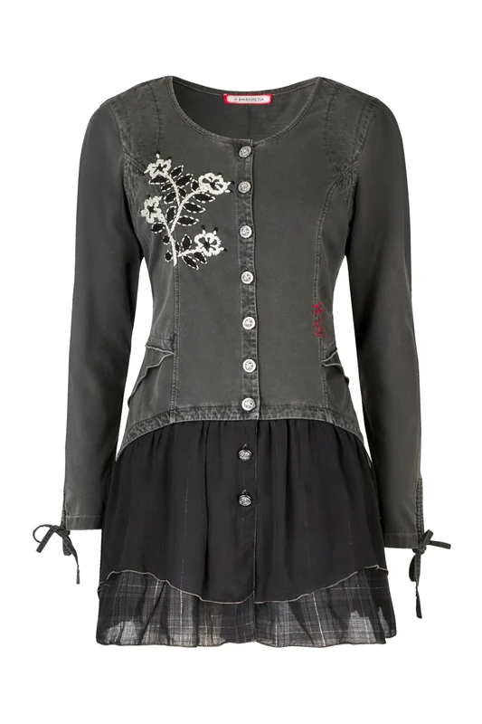 Joe Browns Women's Floral Embroidered Hem Tunic, Regular, Black, UK 10