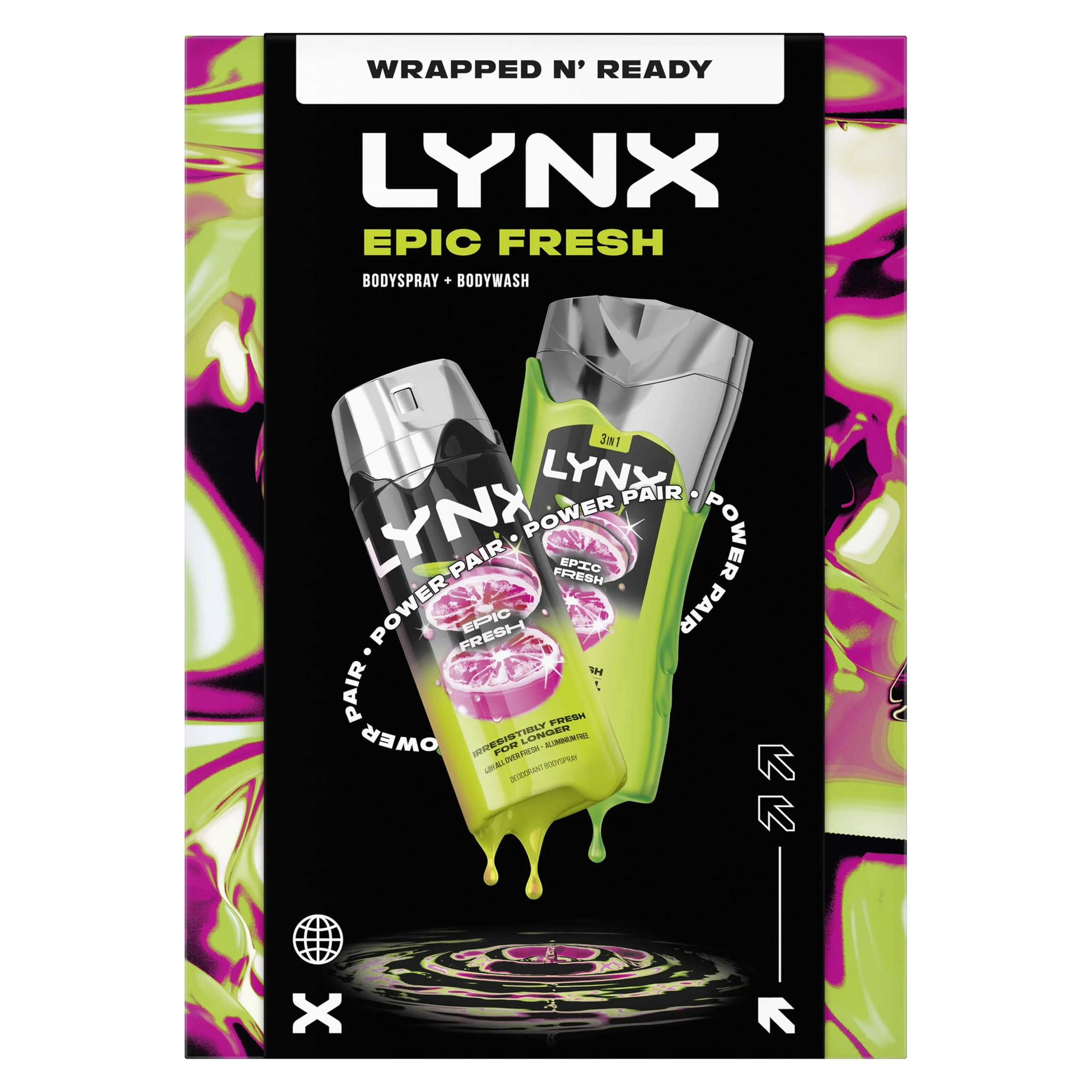 Lynx Epic Fresh Duo Gift Set with a body wash and a body spray perfect for any occasion 2 piece