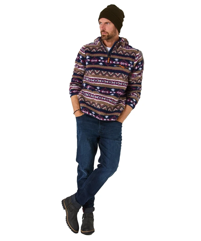 Joe Browns Male Warm Winter Fleece Hoody, Regular, Blue, UK S