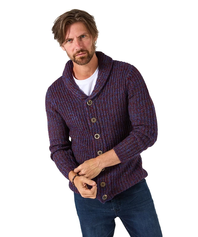 Joe Browns Men's Stylish Reel Shawl Cardigan, Regular, Purple, UK M