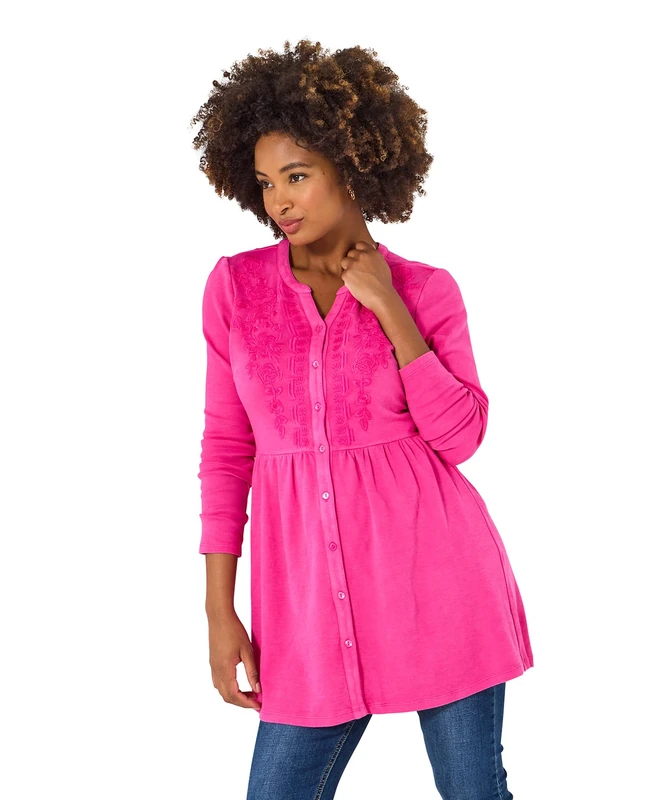 Joe Browns Women's Pink Jersey Sweat Tunic Top, Relaxed, Pink, UK 18