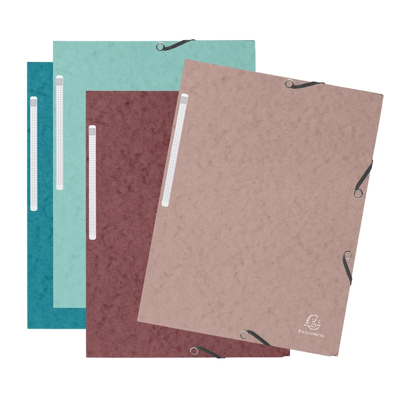 Exacompta - Ref 55270E - Box of 60 Skandi Elastic folders - 3 Flap Pockets - in Glossy Card 400 g/m2 - Size 24 x 32 cm for A4 documents - Assorted Colours