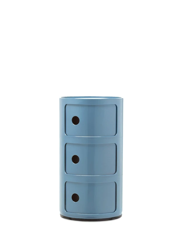 Kartell Componibili, 3 elements Cabinet, Sky blue, Ø 32 x H 58.5 cm