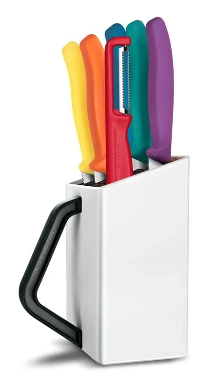 Victorinox Swiss Classic Knife Block, Professional Utility Block, 6-piece, Incl. 5 paring Knives and Peeler, Knife Storage