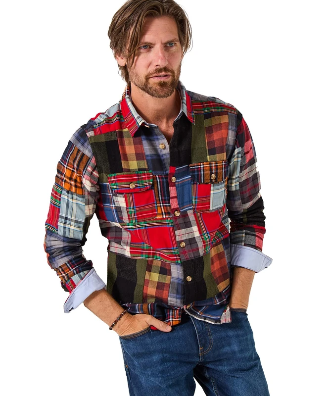 Joe Browns Men's Patchwork Check Shirt, Multi, XL