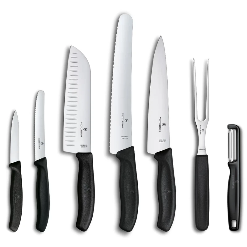 Victorinox Swiss Classic, Professional Kitchen Knife Set, 7-Piece, Black