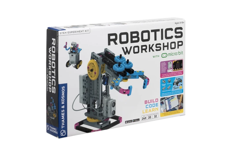 Thames & Kosmos Robotics Workshop with Micro:Bit, STEM Learning and Experiment Kit, Coding and Programming Kit for Adults and Kids, Utilises MakeCode App to Learn Python and JavaScript, Ages 8+
