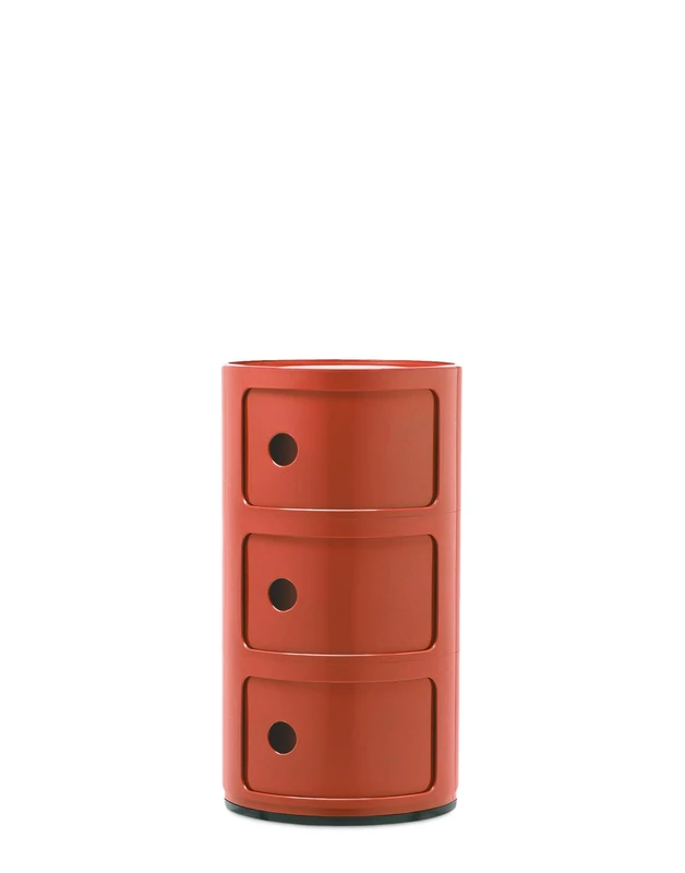 Kartell Componibili, 3 elements Cabinet, Orange, Ø 32 x H 58.5 cm