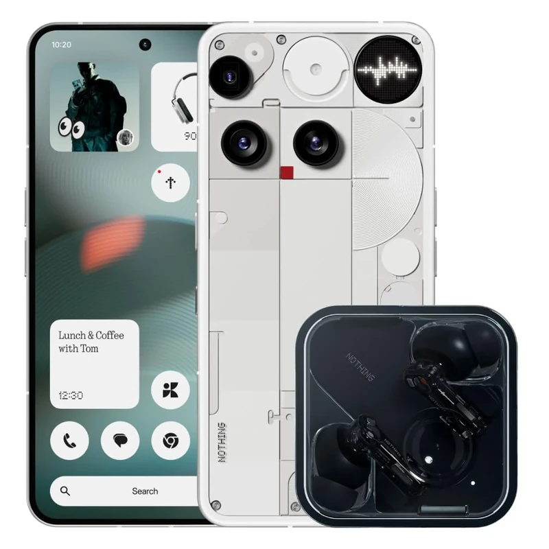 Nothing Phone (3) 256GB White – Unlocked 5G Smartphone with Triple 50MP Camera Ear Black Included