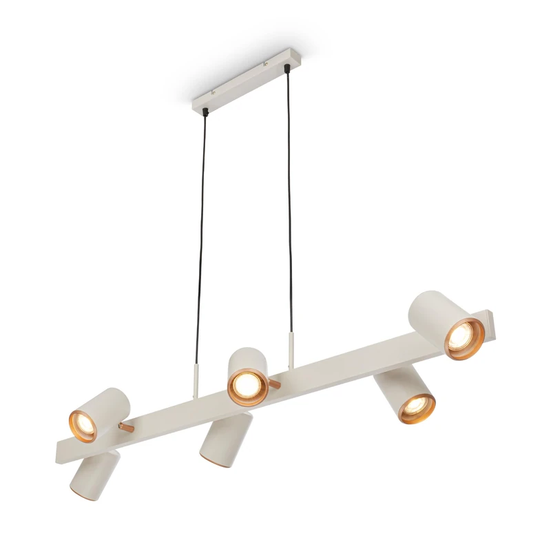 BRILONER - Pendant Light with spotlights, Adjustable, 6X GU10 Socket, Ceiling Light, Pendant Lights for Kitchen, Dining Room, Hanging lamp, 110 x 24.9 x 120 cm, Light Grey-Coffee