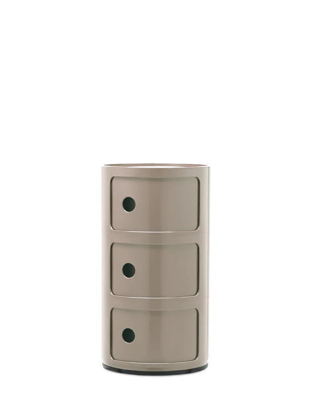 Kartell Componibili, 3 elements Cabinet, Dove grey, Ø 32 x H 58.5 cm