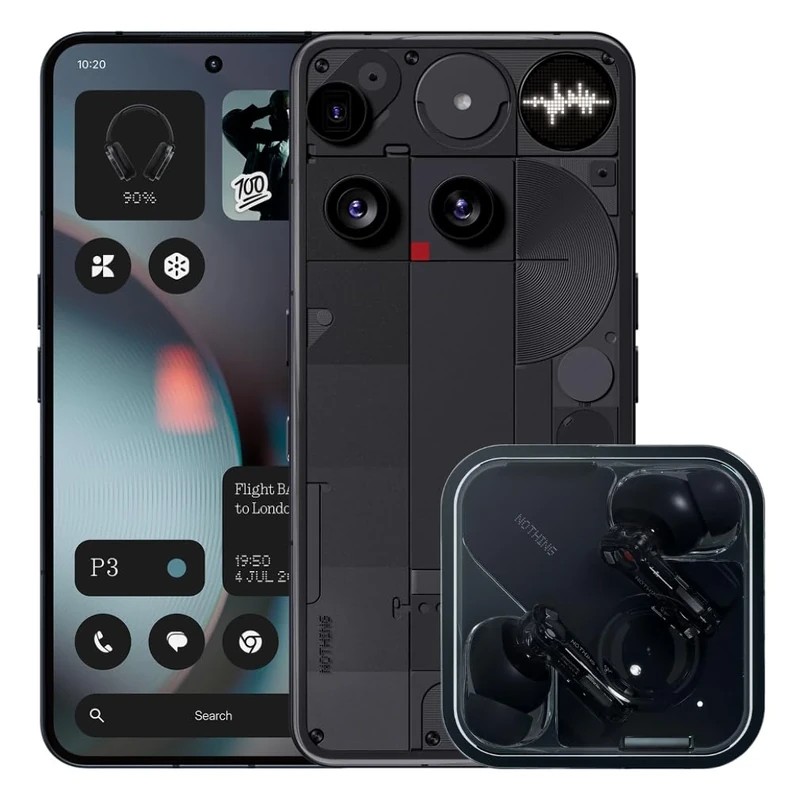 Nothing Phone (3) 512GB Black – Unlocked 5G Smartphone with Triple 50MP Camera Ear Black Included