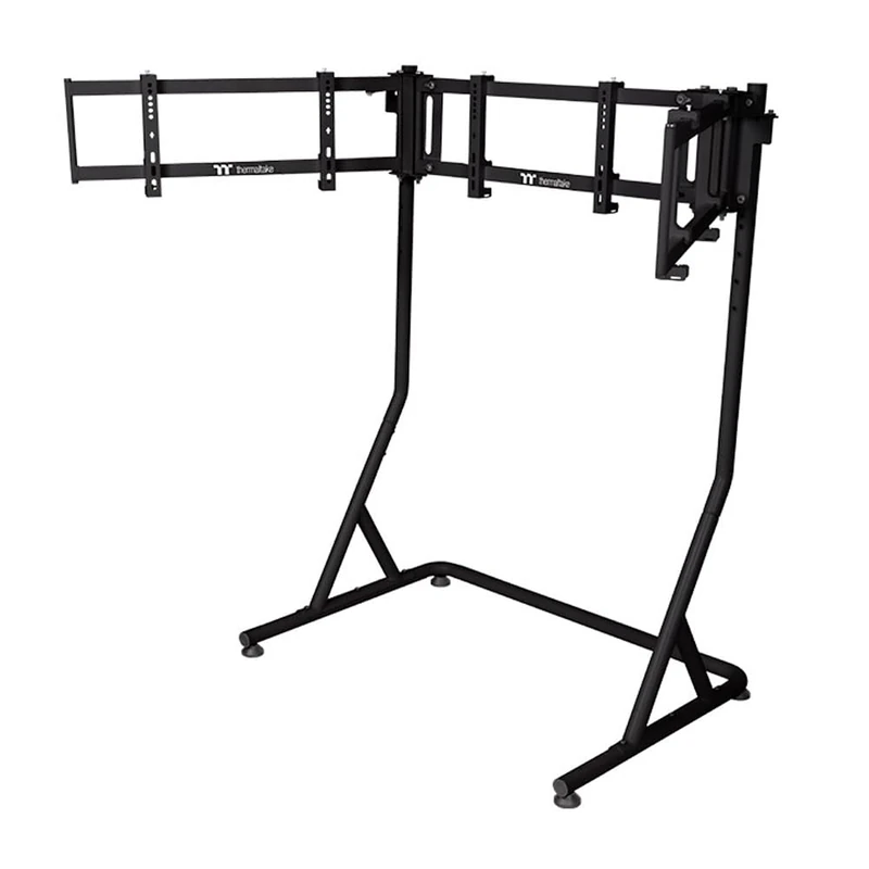 Thermaltake Triple Monitor Stand Pro | Black | Multi‑Display Mount | Adjustable | For Sim Racing & Flight Simulation